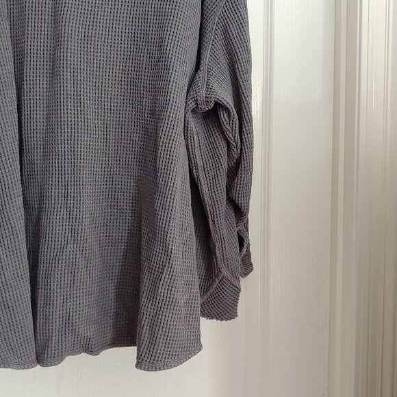 Aerie Women’s Shirt Lumberjack Waffle Knit Oversized Gray Layer Lagom XXL - Picture 11 of 14